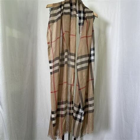 Burberry Women's Beige Italy Giant Check Wool Silk Gauze 